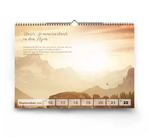 Mit Bild und Text gestaltetes Kalenderblatt aus einem Wochenkalender