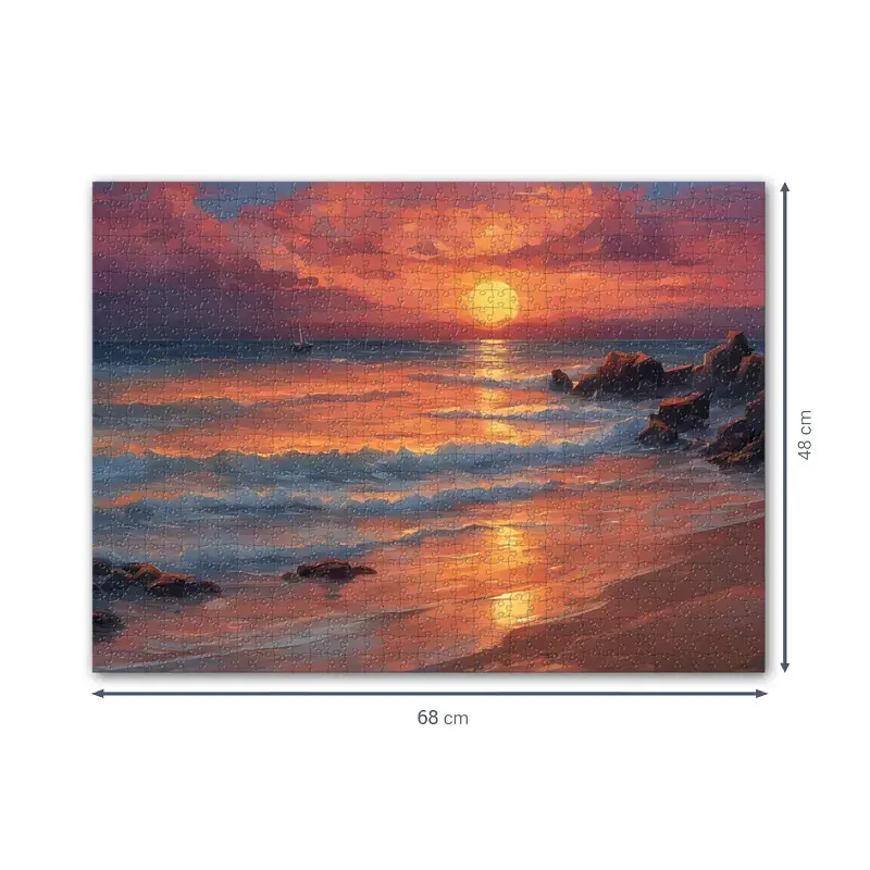 Zusammengesetzt hat das Puzzle eine Größe von 68 x 48 cm.